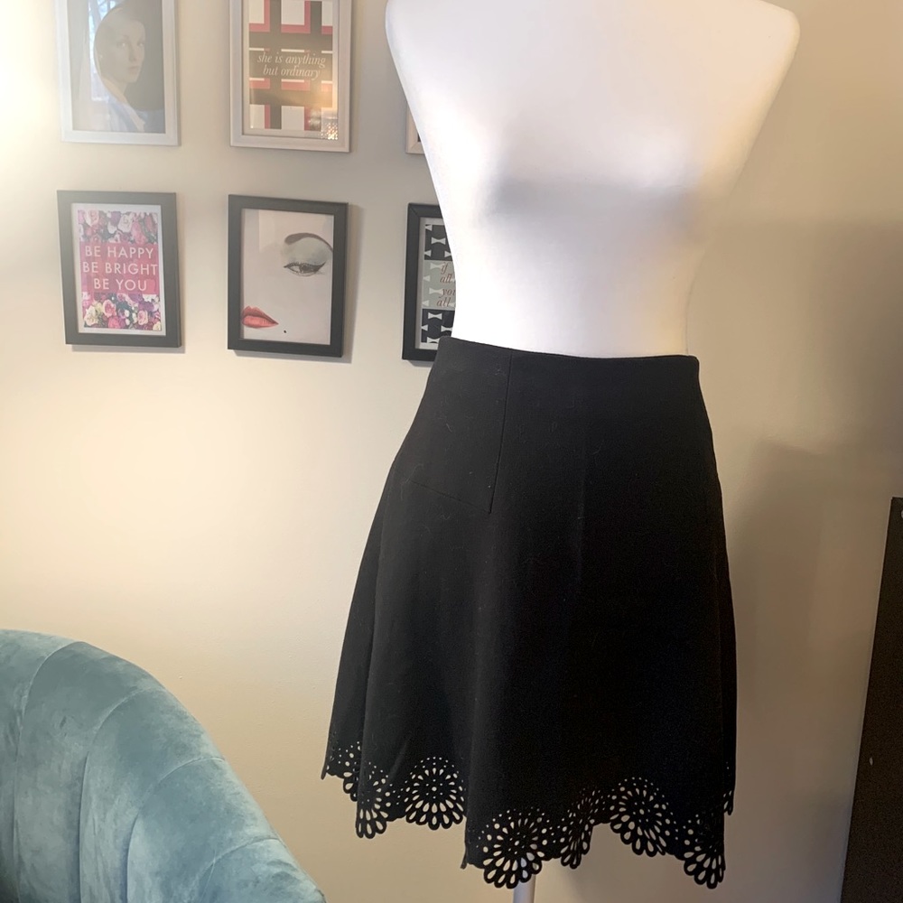 LOFT Black Laser Cut Skirt